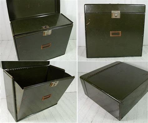 vintage metal expaning file box|Vintage Metal File Box .